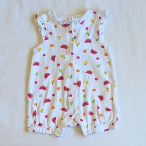 little me white cotton fruit print snap close bubble romper playsuit 6 months